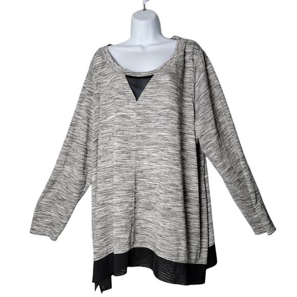 LIVI Active Gray Long Sleeve Tunic Top 26/28 Plus Size Mesh Detail Hem Slouchy - Picture 1 of 8